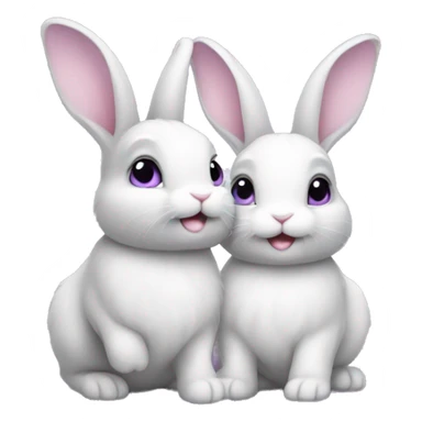 two baby bunnies with a light purple heart above them  sticker