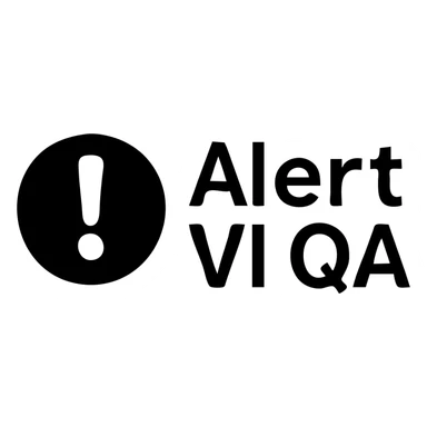 Add a solid white background (HEX #FFFFFF) behind the corporate Slack emoji. Keep the text 'Alert VI QA' visible and maintain the rest of the design and colors unchanged. The style should be clean and professional, suitable for corporate use. sticker