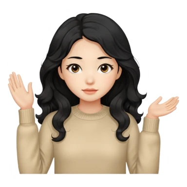 Beautiful girl,Black hair, wavy long hair,Black eyes,Chinese, beige sweater  sticker