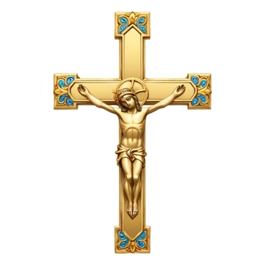 Gold crucifix with the letters se over it sticker