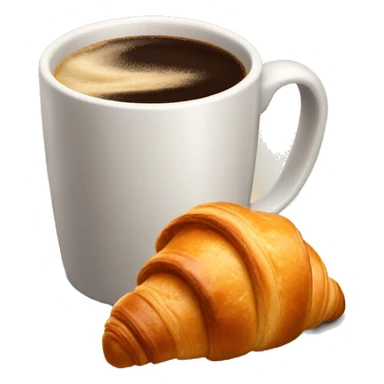 A cup of coffee with a croissant sticker