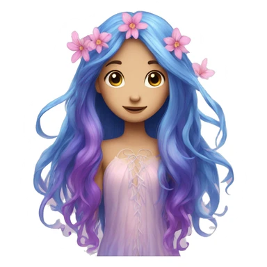 Beautiful, flower, fairy, pink, blue, purple, long hair sticker