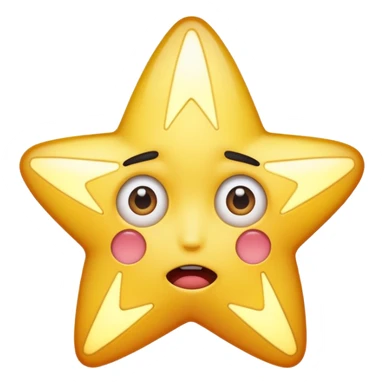 star character with shocked face glowing too bright sticker