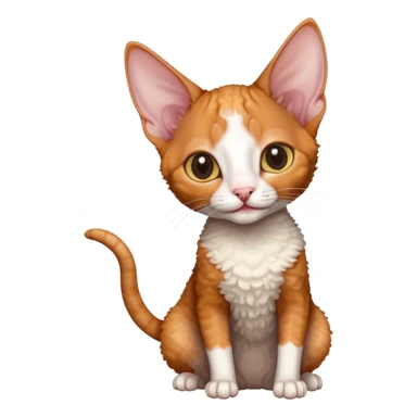 ginger colored cornish rex cat waving sticker
