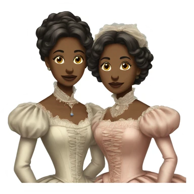 two women, aesthetic, victorian, full ball gowns sticker