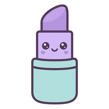 Edit the lipstick emoji to have purple color lipstick, keep the kawaii style, and remove the background. sticker