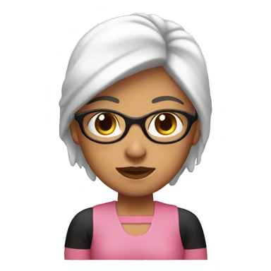 Chica de piel blanca ,blusa rosada ,cabello corto negro rojizo  sticker