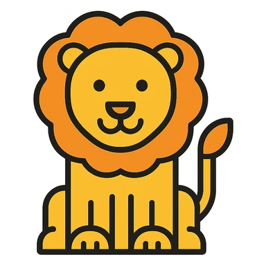 A lion in the style of lineal color icon with black outlines. sticker