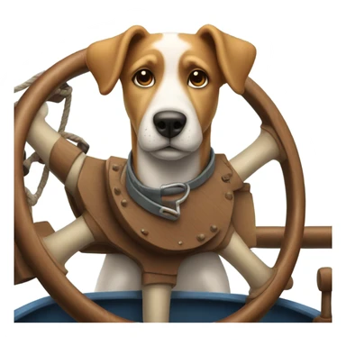 Dog driving a boat sticker