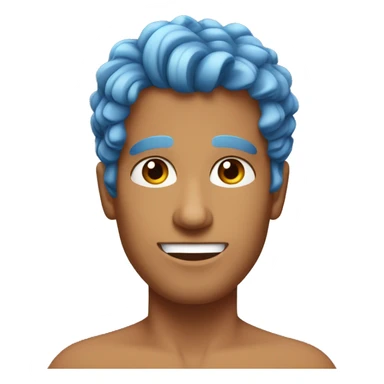 Tanned man, blue eyes, short hair on sides curly on top.  sticker