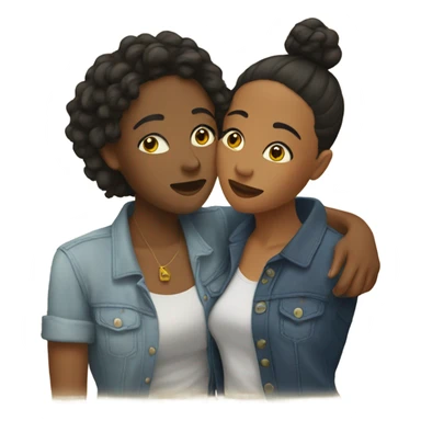 mixed lesbian couple kissing sticker