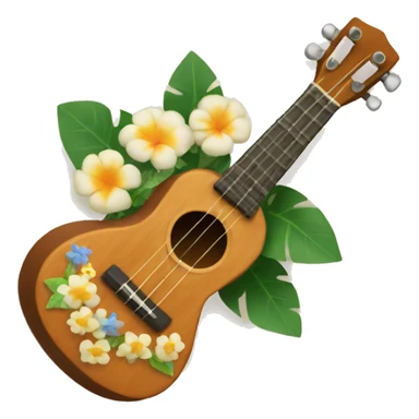 Ukulele with flowers around it  sticker