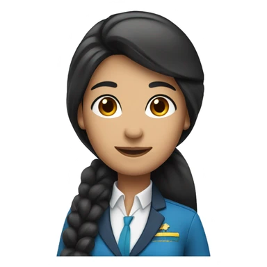 Flight attendant with long black hair and blue scarf sticker