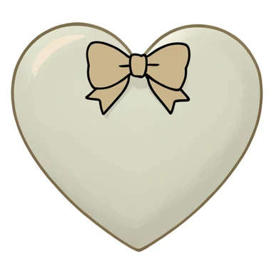 white heart with beige bow sticker