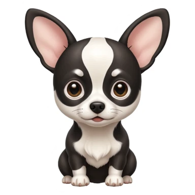 Chihuahua de pelo blanco con negro como una vaca. Con Grandes orejas super delgado sticker