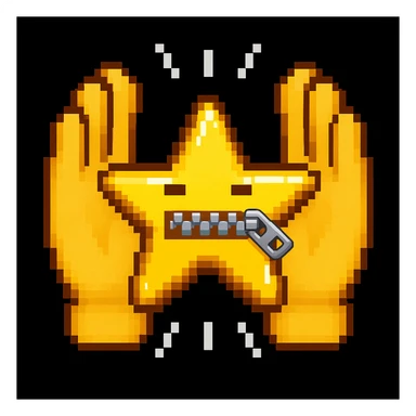 A 100 x 100 pixel emoji showing applause, with a yellow star-shaped mouth that has a zipper, mimicking the attached image. The star shape should be creatively incorporated into the design to represent applause. The emoji should be in the same style as the reference image. sticker