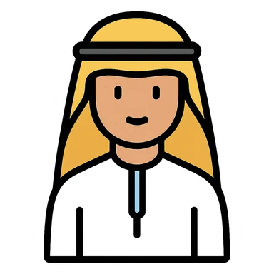 color outline icon of a Gulf Arab man in traditional dress sticker