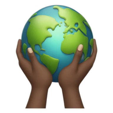 hands holding planet earth sticker