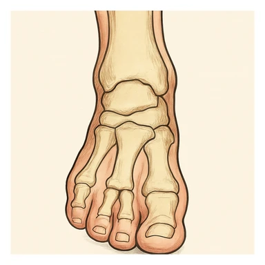 Anatomical illustration of a pronated foot, detailed bones and soft tissue, medical style, neutral background, front view, inspired by the reference image. sticker