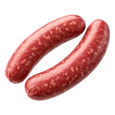 portion of raw sausage filling, coarse grind, pink-red meat, visible white fat, moist uneven texture, natural color variation, unprocessed look, clean 3D rendering, soft light, subtle shadow, no background elements, no anthropomorphic features, transparent background, emoji scale sticker
