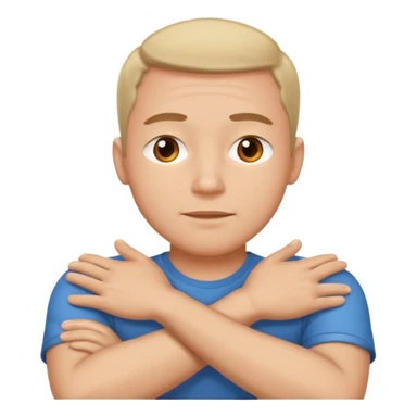 arms crossed hands around neck eyes open man sticker