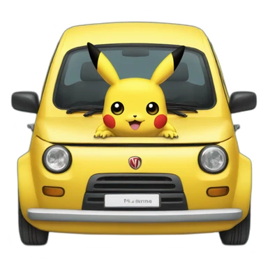 Pikachu riding a fiat panda sticker