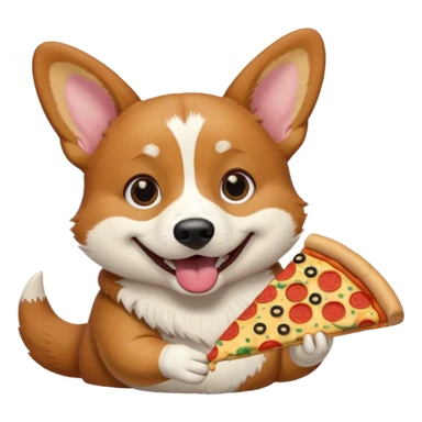 black tri-color corgi eating pizza sticker