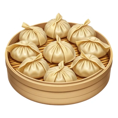 Chinese dumplings, steaming hot with pleated edges, traditional food, emoji style sticker