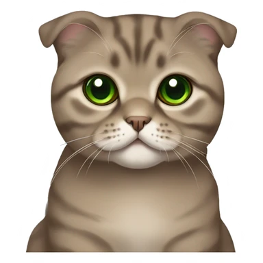 Brown scottish fold with green eyes  sticker