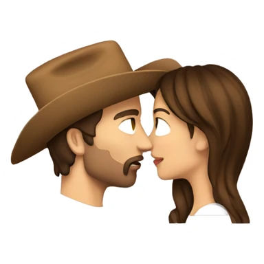 Cowboy with brown hair kissing cowgirl with brown hair sticker
