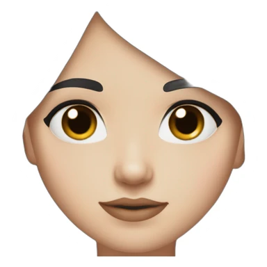 white girl with black hair, brown eye, blush on the cheeks sticker