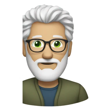 Mature man with gray hair and beard and glasses green eyes sticker