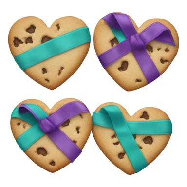 Cookie heart with teal purple support ribbon sticker