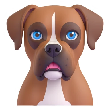 brown boxer dog with a blue eye, detailed, friendly expression sticker