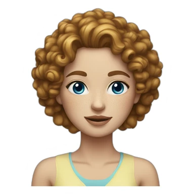 Women, white skin, round face, curly hair, blue eye, freckles sticker