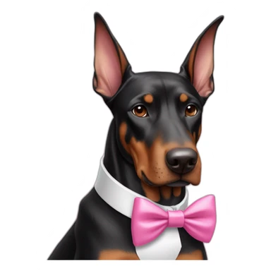 a-white-doberman-with-a-pink-bow-tie-on-the-neck,-a-black-one-and-a-brown-one sticker