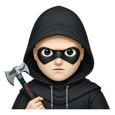 an executioner with a black hood so we can't see his face but only his eyes and an axe in his hand sticker