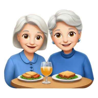 conversación dentro de un restaurant  dos personas y una de las persoans sea una abuela sticker