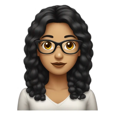 South American woman, black hair, square glasses sticker