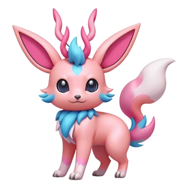 lush pastel-bright-vibrant warm-colored modern colorful neon-colored Fakémon-Digimon-Sylveon-Flareon-Pokémon-creature (full body) sticker