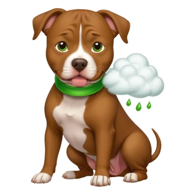 brown pit bull dog with green burp cloud  sticker