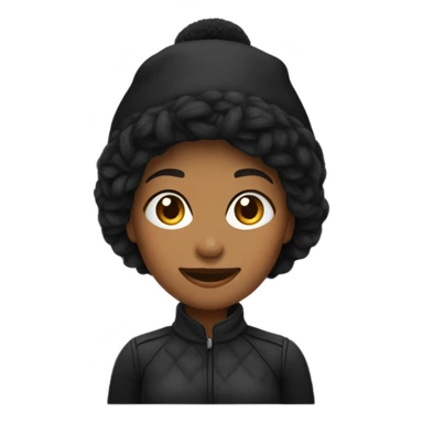 Mujer con pelo negro ondulado cazadora y gorro sticker