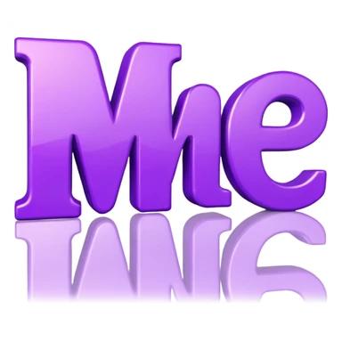 3D text that spells "me" in a shiny purple font  sticker