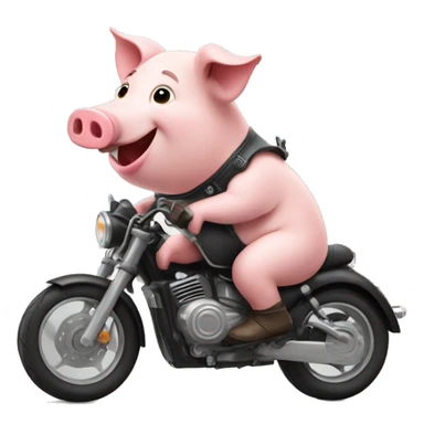 a happy pig cute as motorcycly delivery sticker
