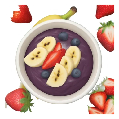 Bowl of blended açai with banana and strawberry slices on top  sticker