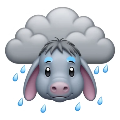 Eeyore under a raining cloud sticker