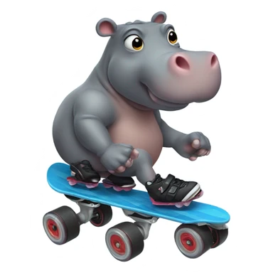 Hippo in rollerblades sticker