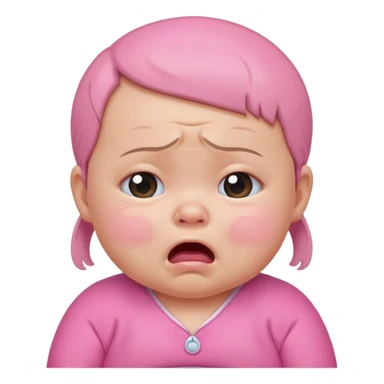 a portrait of crying baby , wearing pink clothes sticker