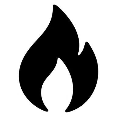 solid icon of a flame, minimal and modern sticker