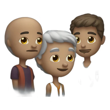 two white guys and a chicano looking at the moon sticker